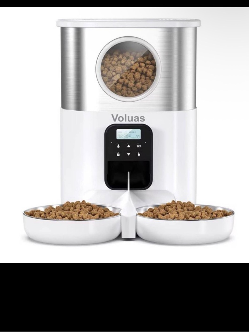 Othr Automatic Dual-Feed Pet Feeder in White and Silver
